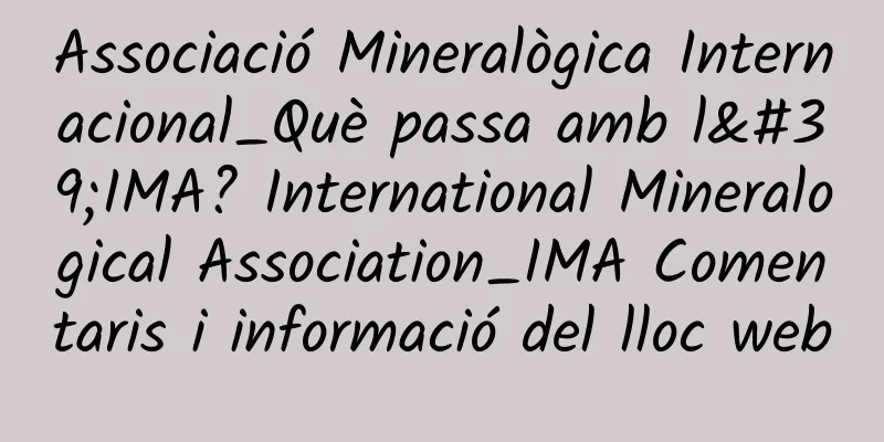 Associació Mineralògica Internacional_Què passa amb l'IMA? International Mineralogical Association_IMA Comentaris i informació del lloc web
