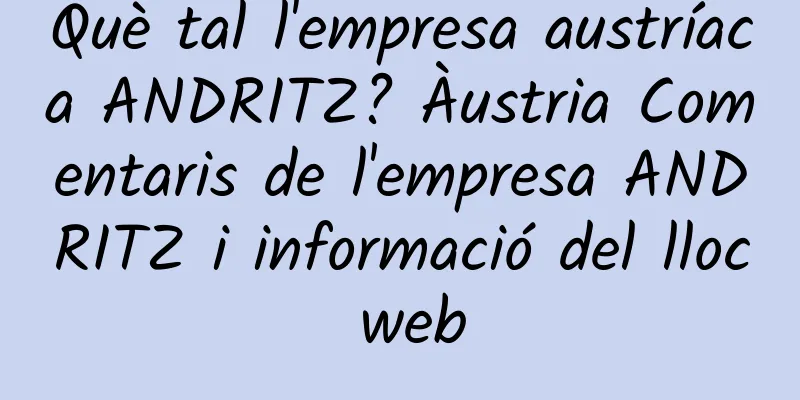 Què tal l'empresa austríaca ANDRITZ? Àustria Comentaris de l'empresa ANDRITZ i informació del lloc web