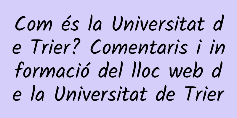 Com és la Universitat de Trier? Comentaris i informació del lloc web de la Universitat de Trier