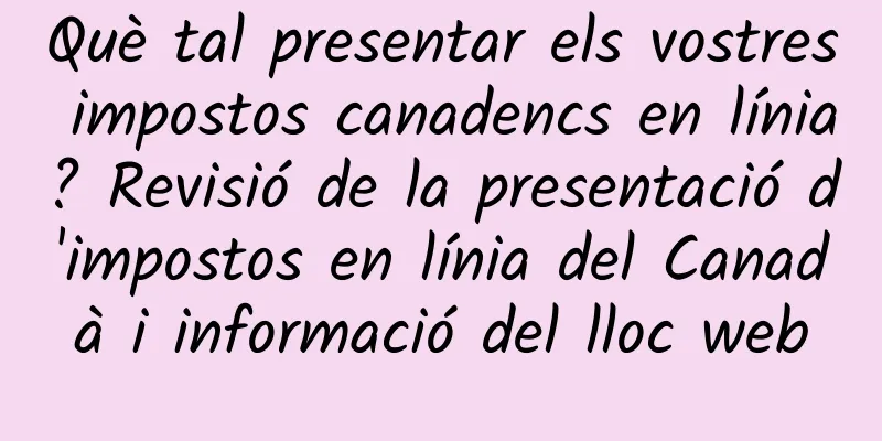 Què tal presentar els vostres impostos canadencs en línia? Revisió de la presentació d'impostos en línia del Canadà i informació del lloc web