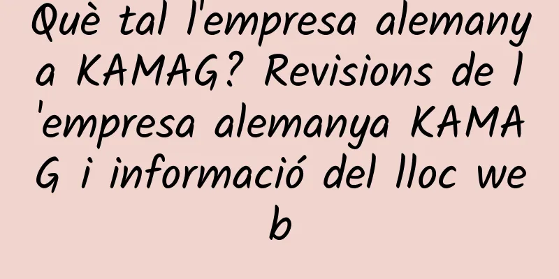 Què tal l'empresa alemanya KAMAG? Revisions de l'empresa alemanya KAMAG i informació del lloc web