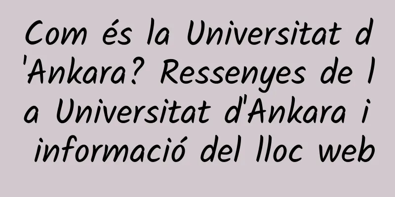 Com és la Universitat d'Ankara? Ressenyes de la Universitat d'Ankara i informació del lloc web